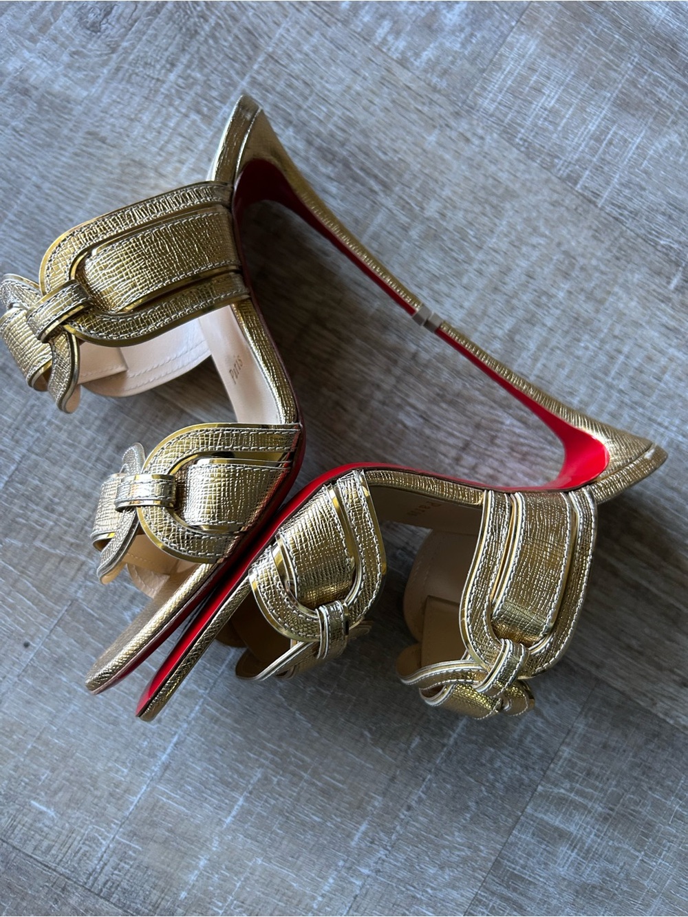 Rare Christian Louboutin Balistra 100 Lamé Specchio Gold Slides 37.5 Unworn - Picture 11 of 16